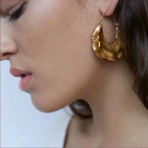 Celestial Crescent Gold Hoop Earrings